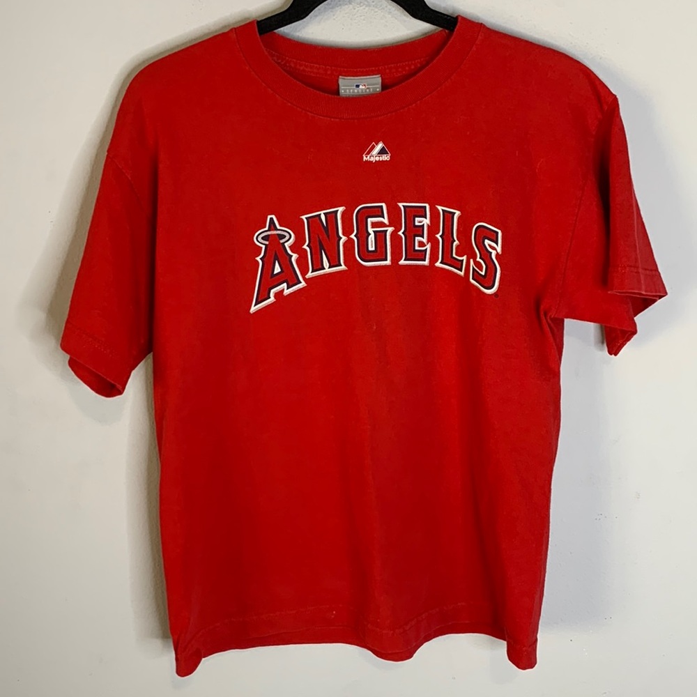 MLB majestic mike trout angels red T-shirt XL